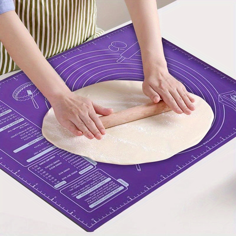 Kitchen Baking Counter - แผ่นรองอบซิลิโคนพร้อมสเกลวัดขนาด, แผ่นรองนวดแป้งขนาดใหญ่แบบไม่ติดสำหรับทำขนมพิซซ่า, แผ่นป้องกันเคาน์เตอร์ครัวแบบเป็นมิตรกับสิ่งแวดล้อม