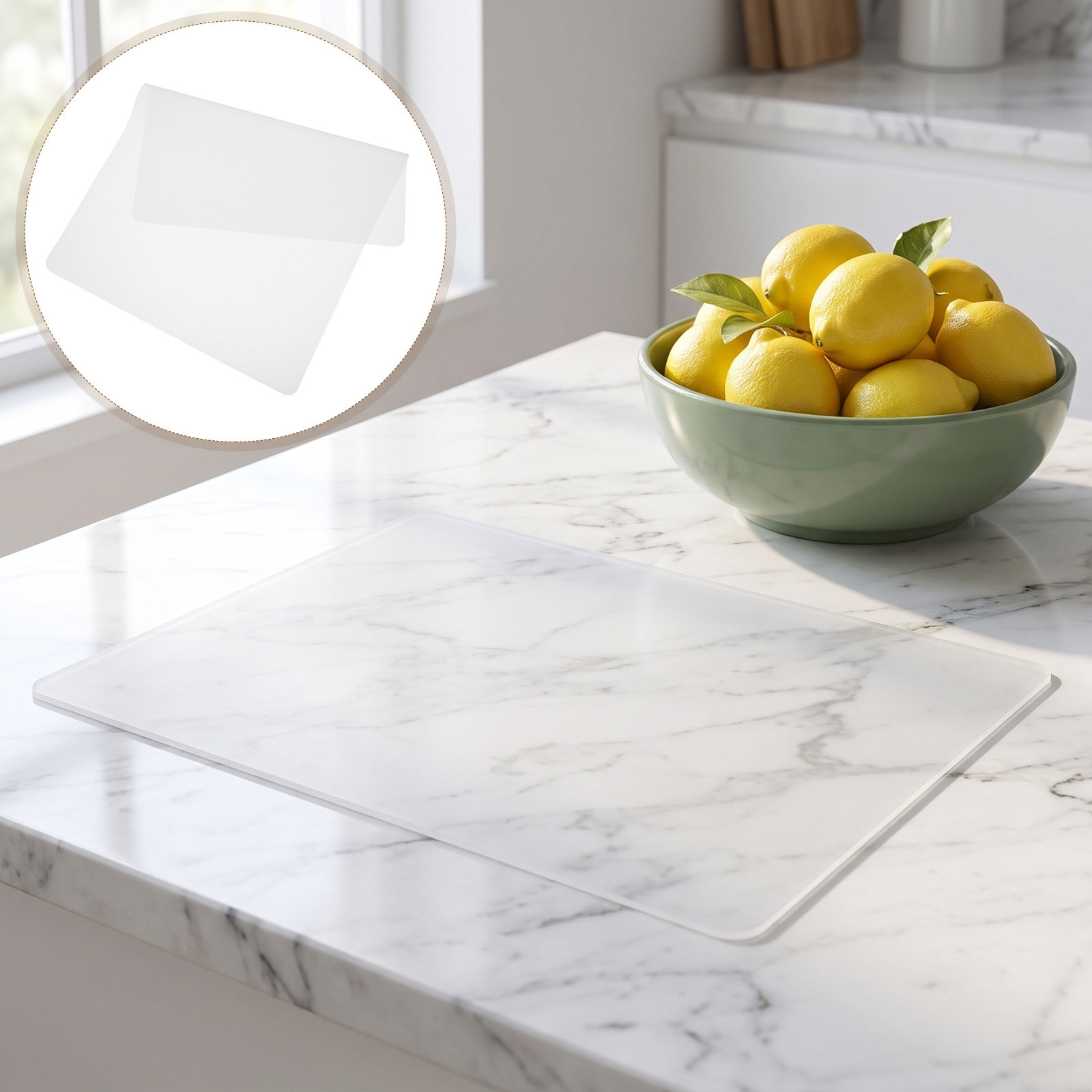 Kitchen Baking Counter - แผ่นซิลิโคนใส 2 ชิ้นสำหรับเคาน์เตอร์ครัว ทนความร้อน ป้องกันการลื่น แผ่นรองอบขนมแบบไม่ติด