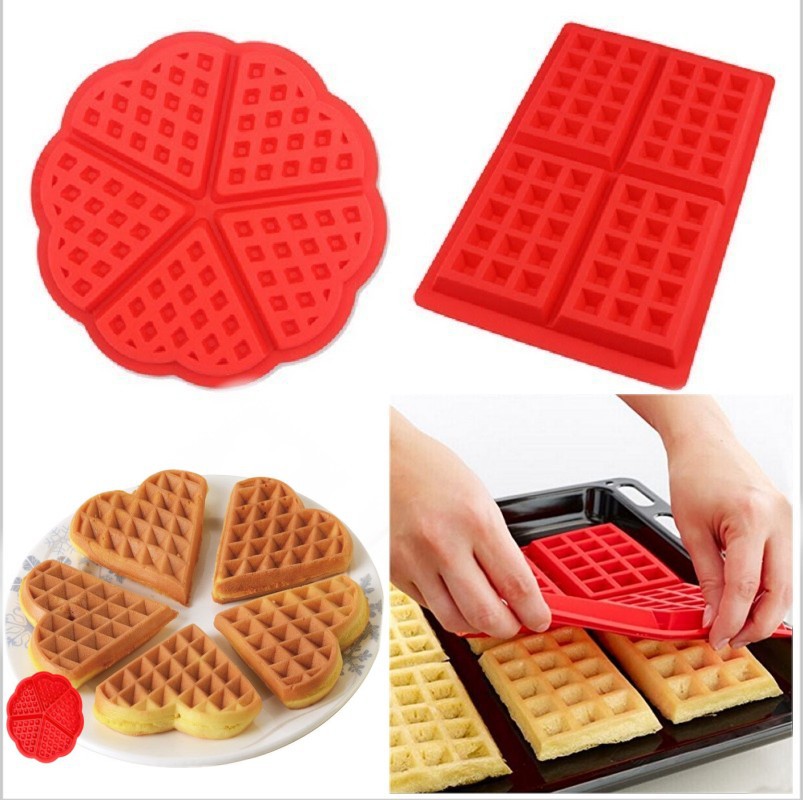 Kitchen Baking Kit - แม่พิมพ์วาฟเฟิลซิลิโคนเกรดอาหาร DIY แม่พิมพ์เค้ก ชุดแม่พิมพ์อบซิลิโคนแบบไม่ติดกระทะ อุปกรณ์ทำขนมในครัว เครื่องทำวาฟเฟิล