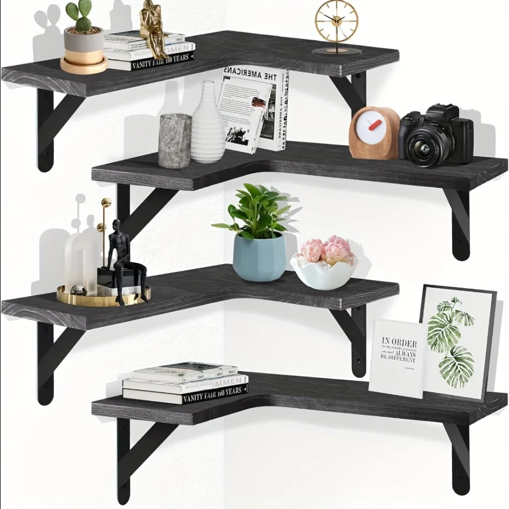 Kitchen Zo - ชั้นวางของติดผนังลายไม้ธรรมชาติ สำหรับจัดเก็บมุมห้อง ตกแต่งบ้านสไตล์ร่วมสมัย ใช้จัดระเบียบในครัว