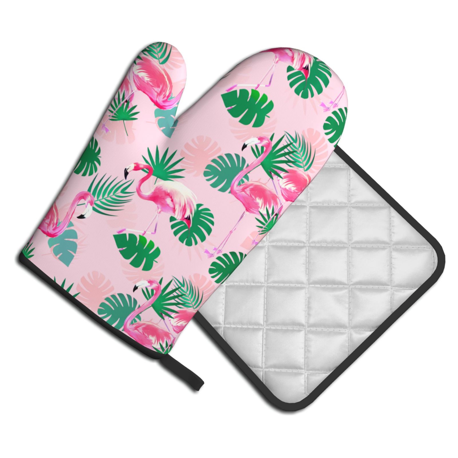 Kitchen Baking Counter - Flamingo เตาอบ Mitts และผู้ถือหม้อถุงมือฉนวน & เคาน์เตอร์ครัวปลอดภัยสําหรับทําอาหาร