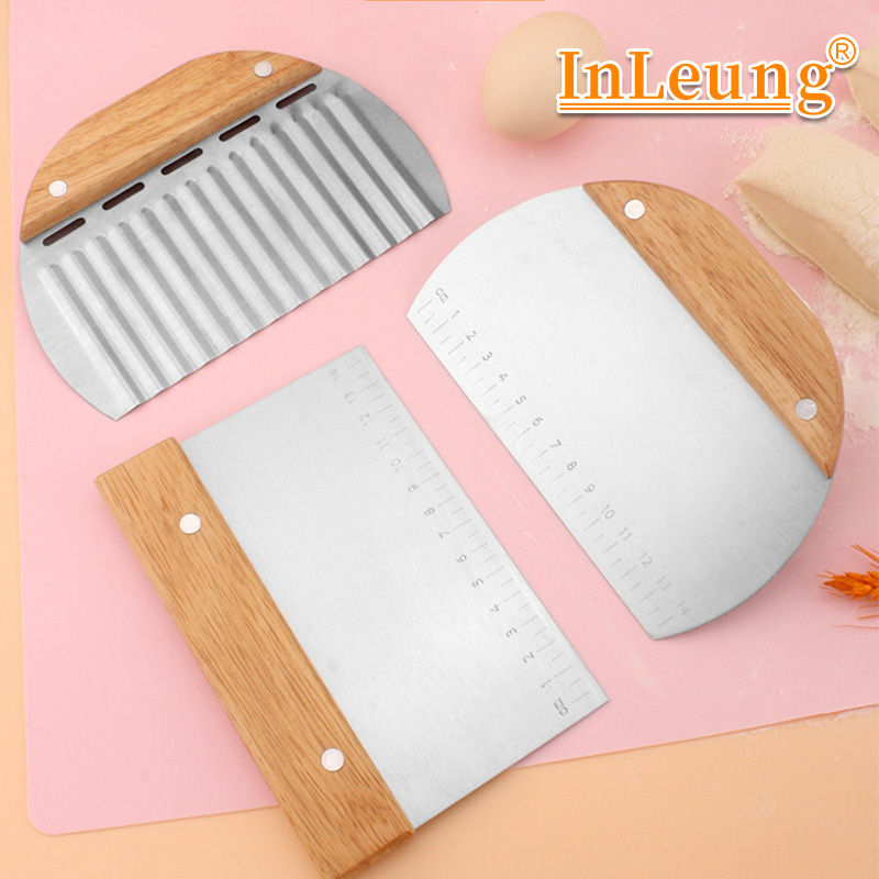 Bench Scraper Dough - มีดขูดแป้งสแตนเลสพร้อมสเกลวัด สำหรับทำขนมปัง ซาวโดว์ พิซซ่า เค้ก อุปกรณ์ทำขนมในครัว