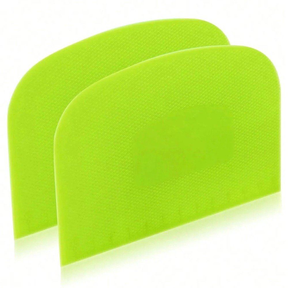 Bench Scraper Dough - ที่ขูดแป้งแบบยืดหยุ่น 2 ชิ้น, ที่ตัดแป้งพลาสติกปลอดภัยสำหรับอาหาร, ที่ขูดแป้งอเนกประสงค์สำหรับขนมปังและเบเกอรี่