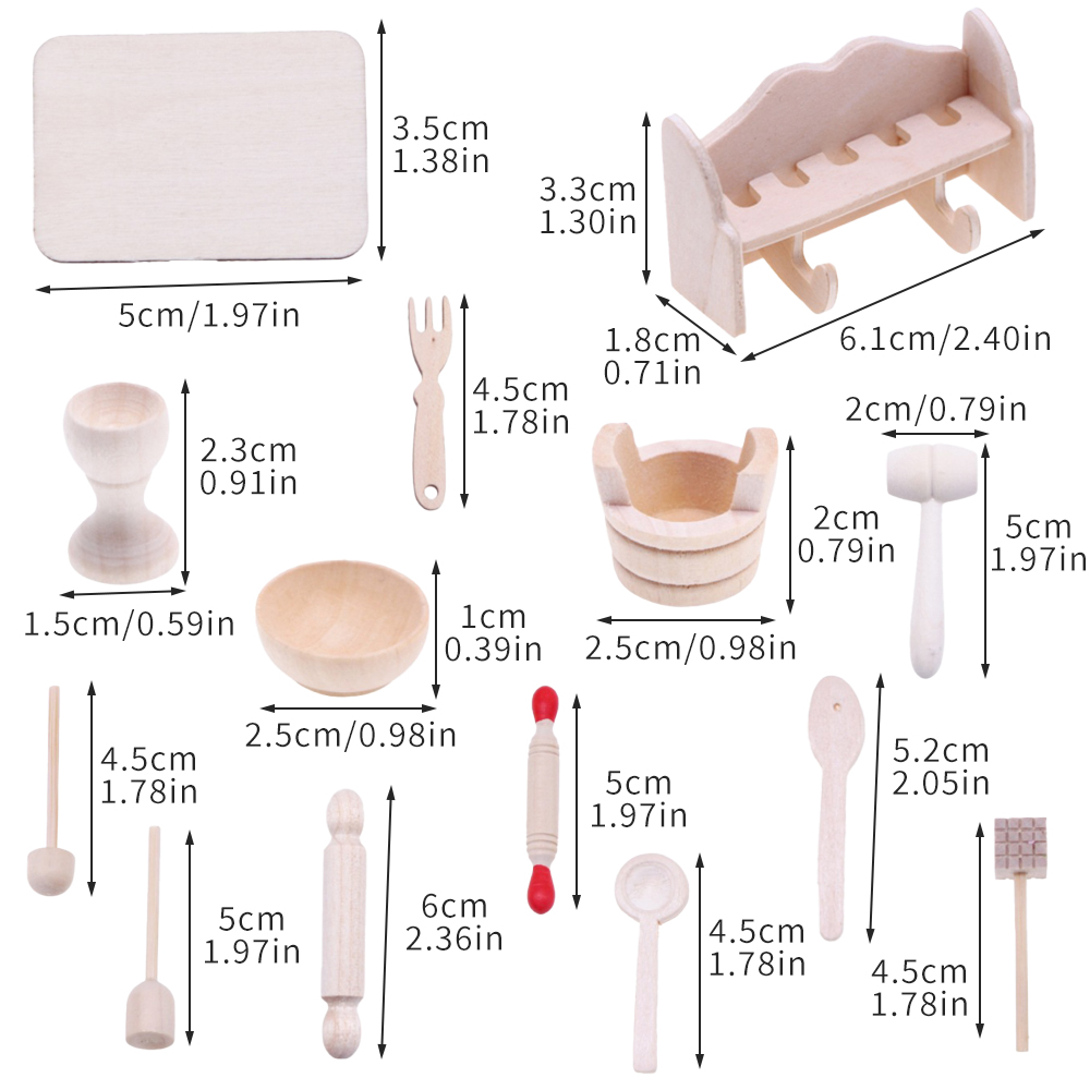 Mini Kitchen Baking - ตุ๊กตามินิตัวอ่อนสีขาวไม้ครัวเบเกอรี่ Prop OB11 อาหารขนาดเล็กเล่นฉากจําลองเครื่องครัวชุดอุปกรณ์เสริม