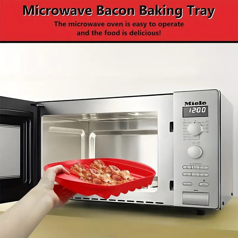 ถาดทำเบคอนในไมโครเวฟพร้อมฝาปิด - Kitchen Baking Mess บทวิจารณ์และราคา