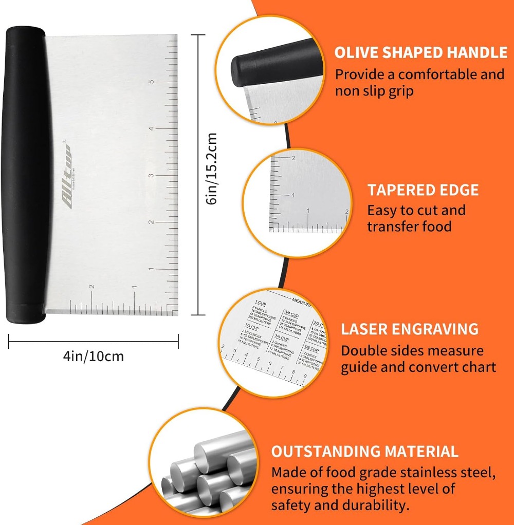 ที่ขูดและสับแป้งสแตนเลส - อุปก - Bench Scraper Dough บทวิจารณ์และราคา