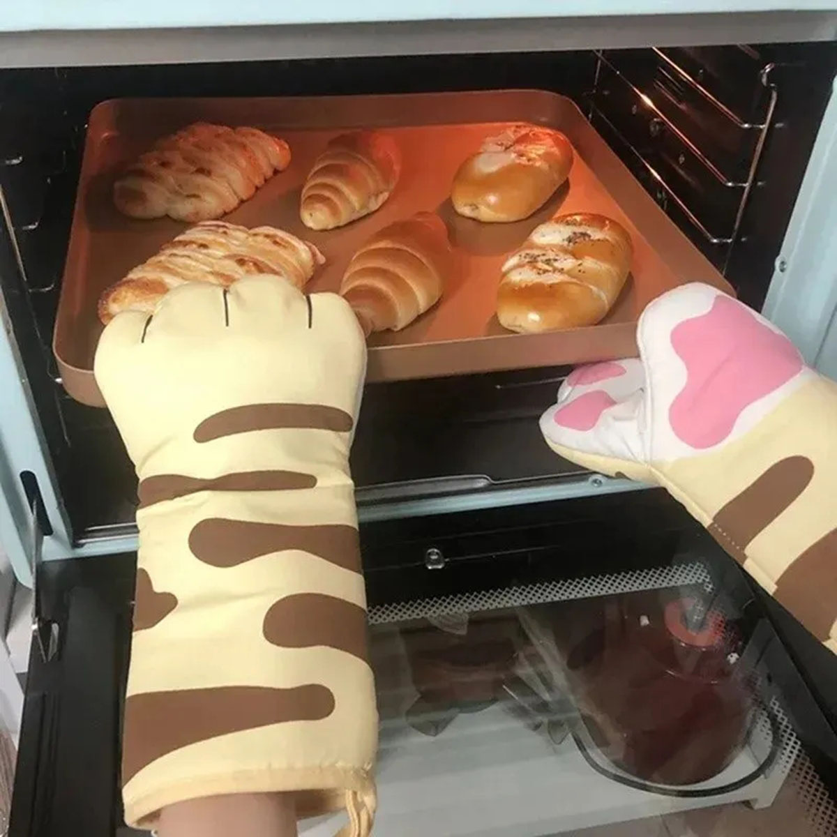 ไมโครเวฟยาวถุงมือผ้าฝ้ายน่ารัก - Kitchen Baking Gloves บทวิจารณ์และราคา