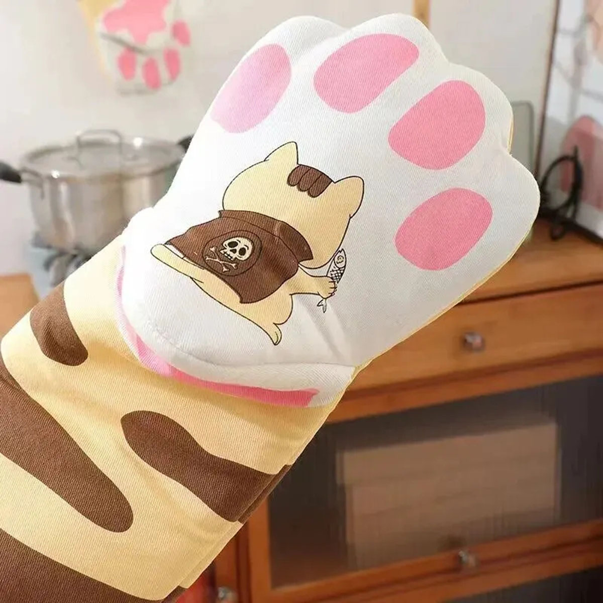 ไมโครเวฟยาวถุงมือผ้าฝ้ายน่ารัก - Kitchen Baking Gloves บทวิจารณ์และราคา