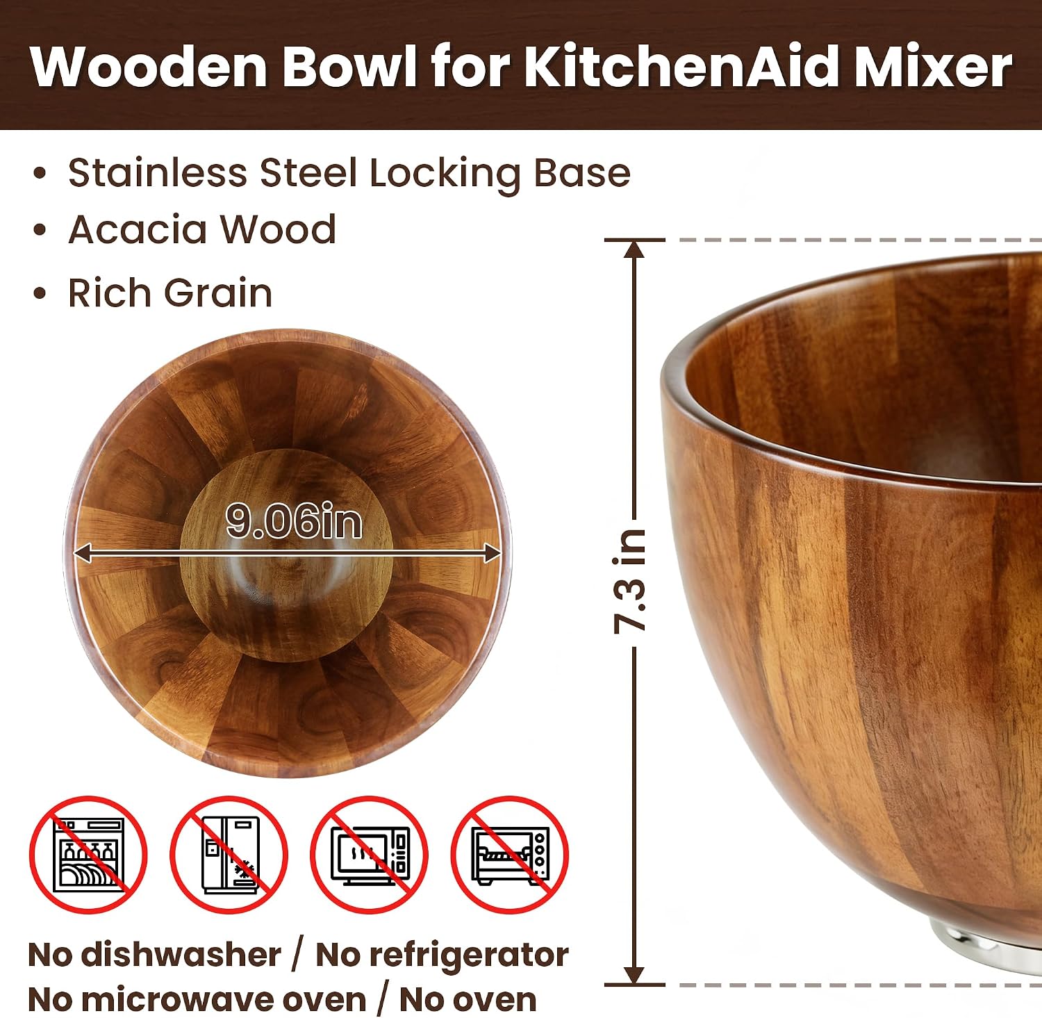 ชามผสมอาหารไม้ KITOART ขนาด 5Q - Stand Mixer Bowl บทวิจารณ์และราคา