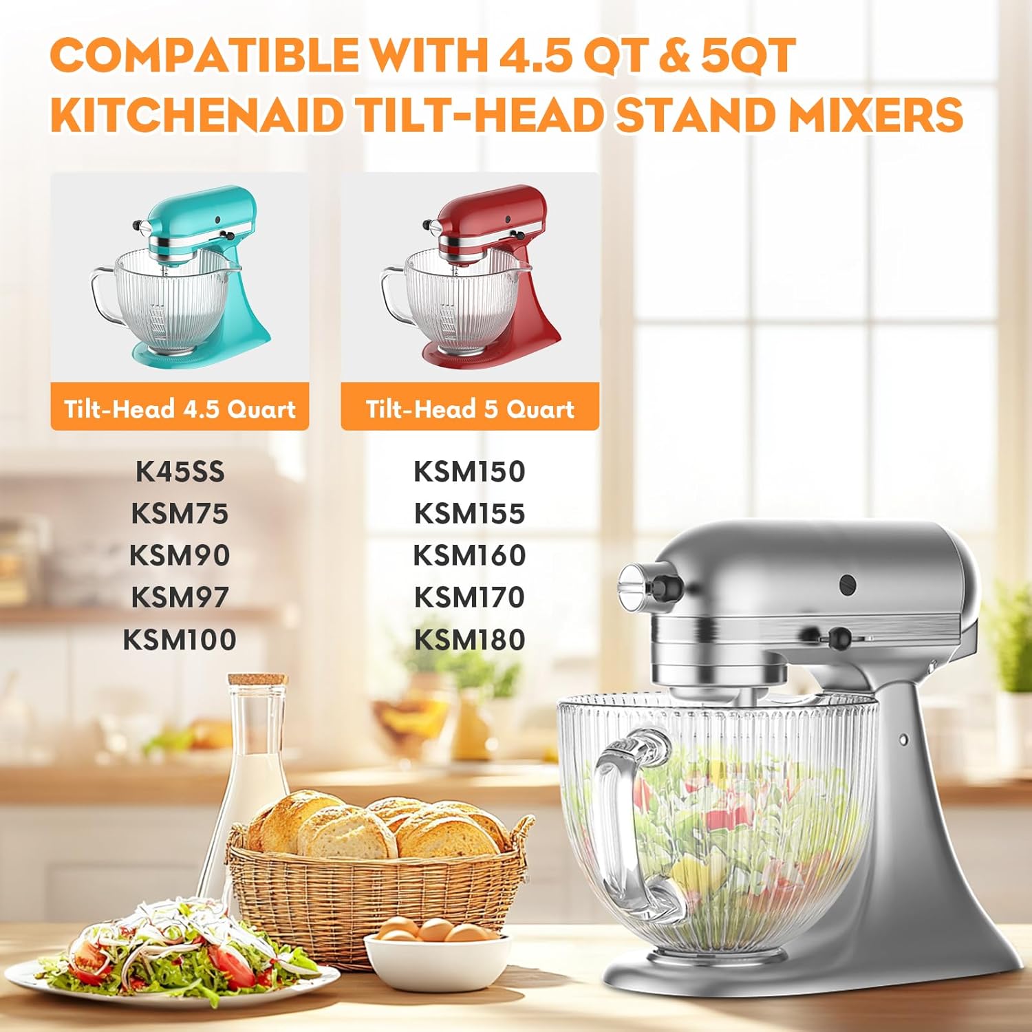 GVODE ชามแก้วสําหรับ Kitchenai - Stand Mixer Bowl บทวิจารณ์และราคา