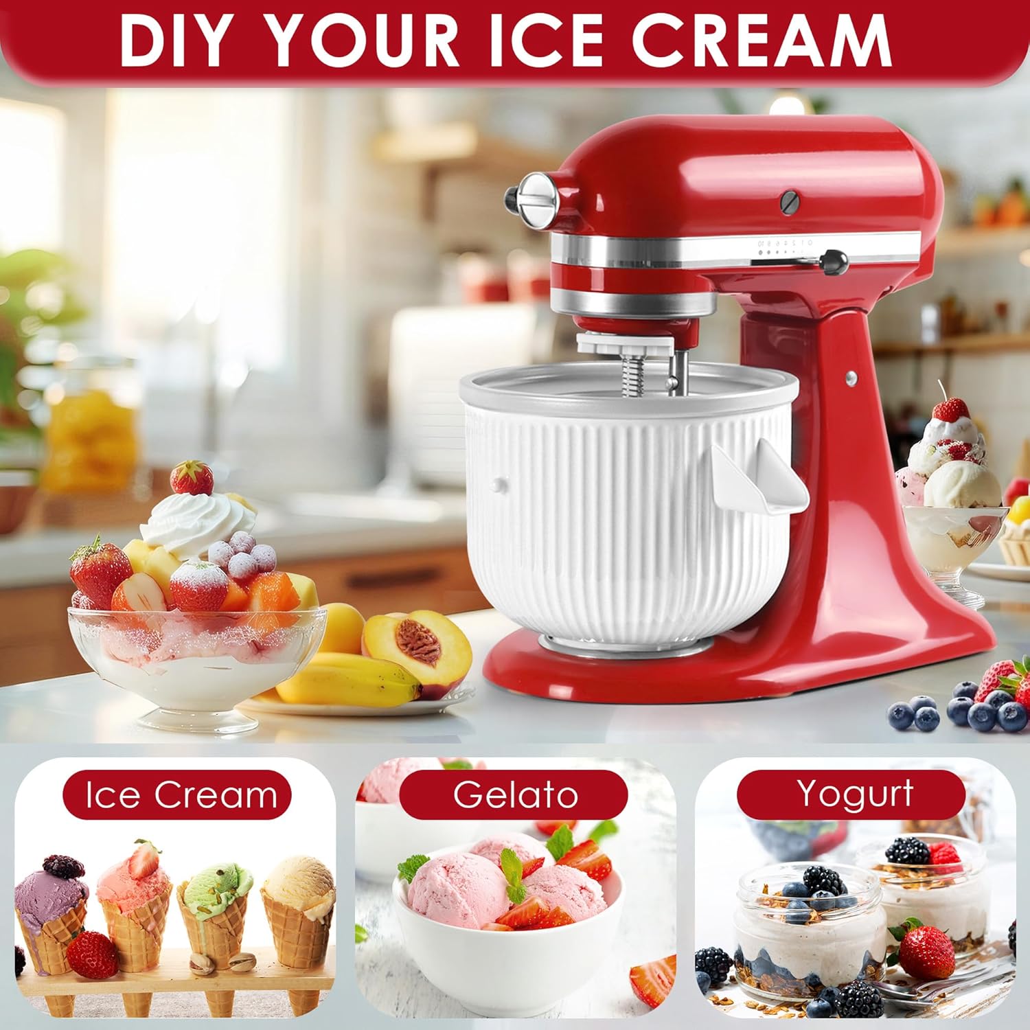 อุปกรณ์เสริมเครื่องทําไอศกรีมส - Stand Mixer Bowl บทวิจารณ์และราคา
